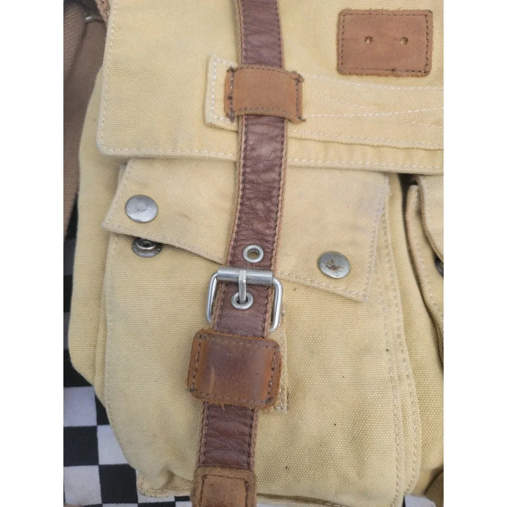 Urban Edge By Canyon Canvas Leather Messenger Shoulder Bag Tan Brown